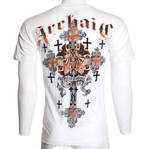 ARCHAIC by AFFLICTION White GODFREY Cross Short Sleeve Slim Fit Y2K T-shirt NWT - Picture 6 of 8